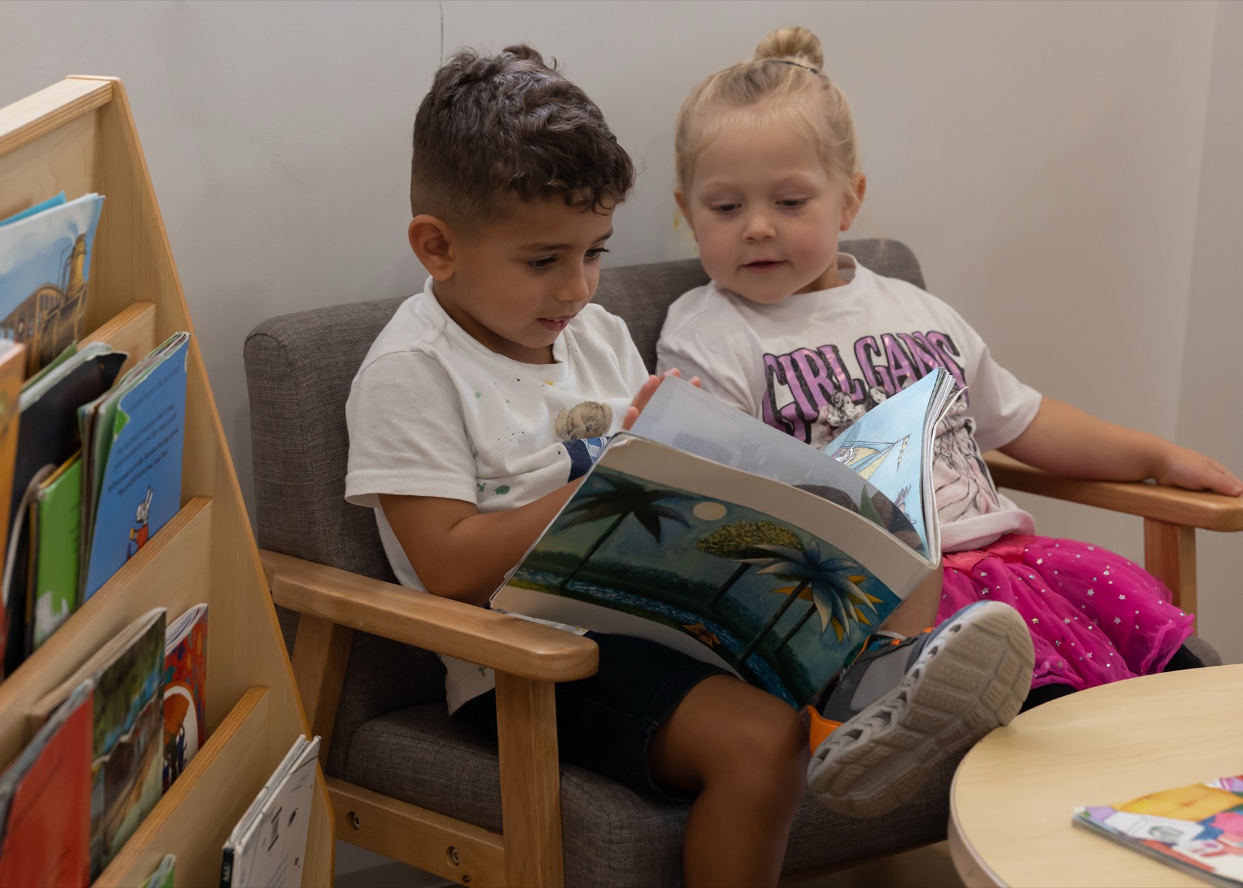 Two children reading together