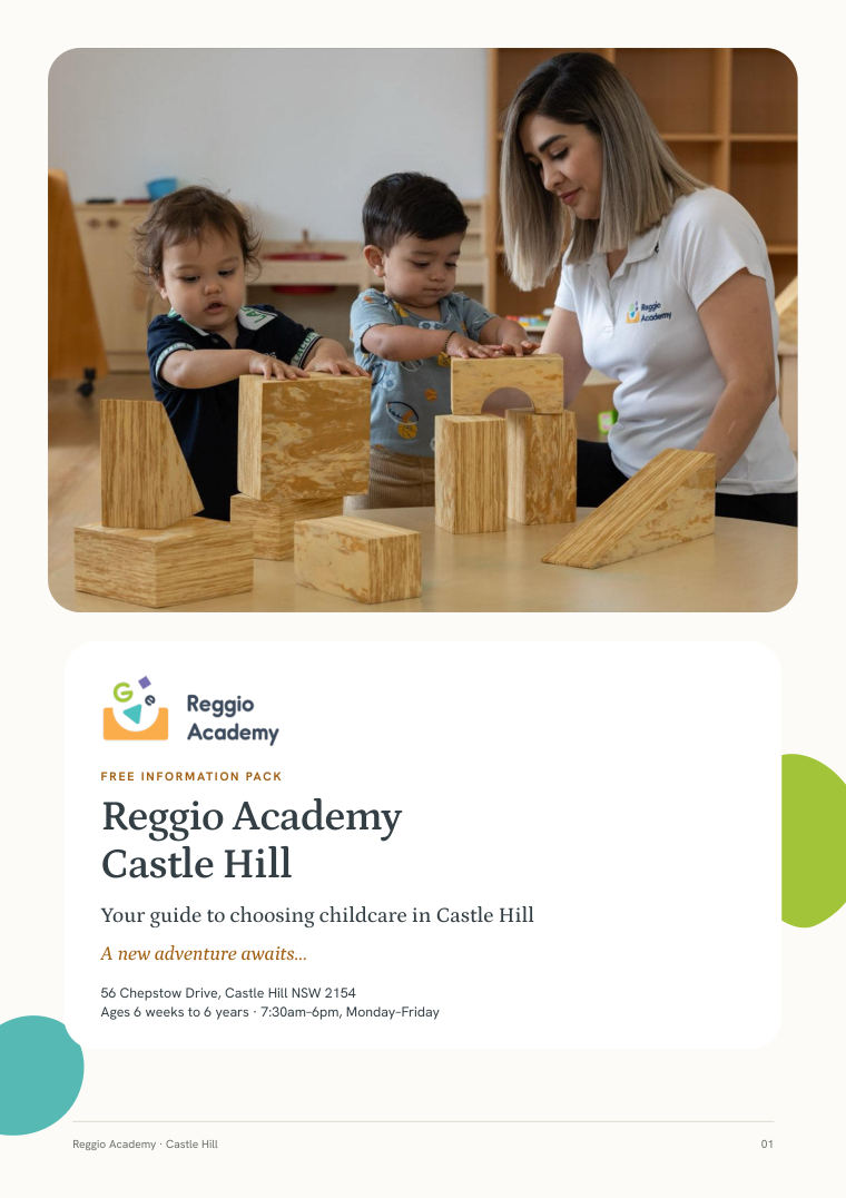 Cover of the Reggio Academy Castle Hill information pack